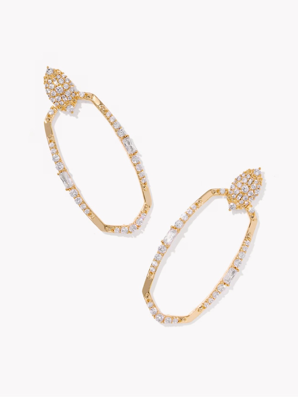 Kendra Scott Essie Pave Gold Open Frame Earrings